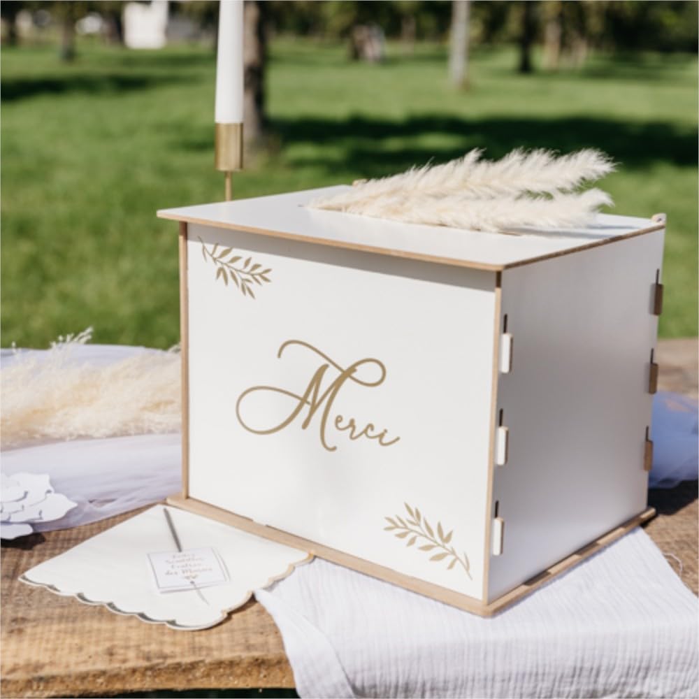 Artifetes Générique - URNE Bois Merci RÉUTILISABLE 30X23.5X23.5CM Blanc