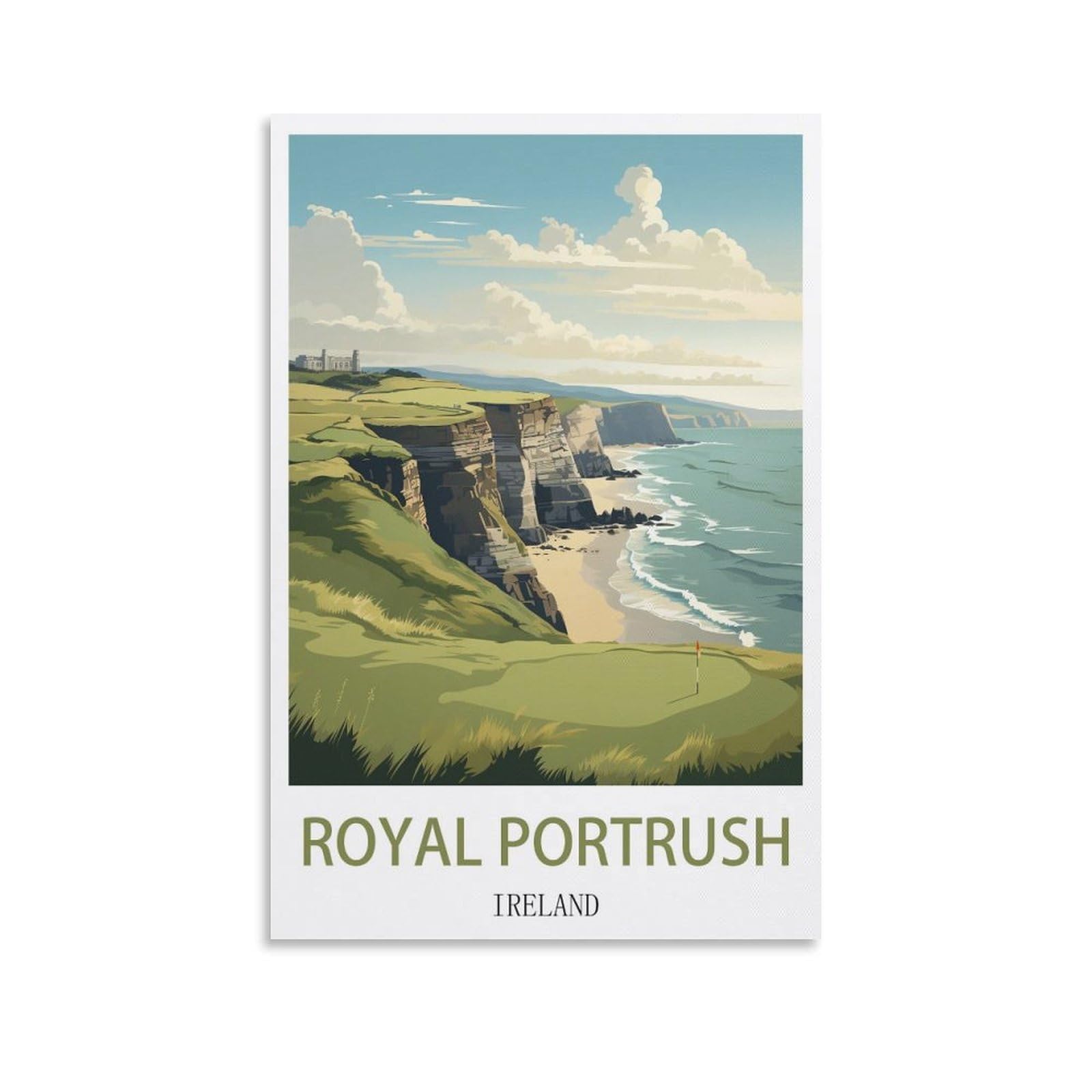 Ezmlfa S083 Diamond Painting Art Kits,Royal Portrush Ireland,5D Diamond Painting Kit For Adults Beginners, Diy Full Round Drill Gem Art Kits For Home Decor 50X60cm