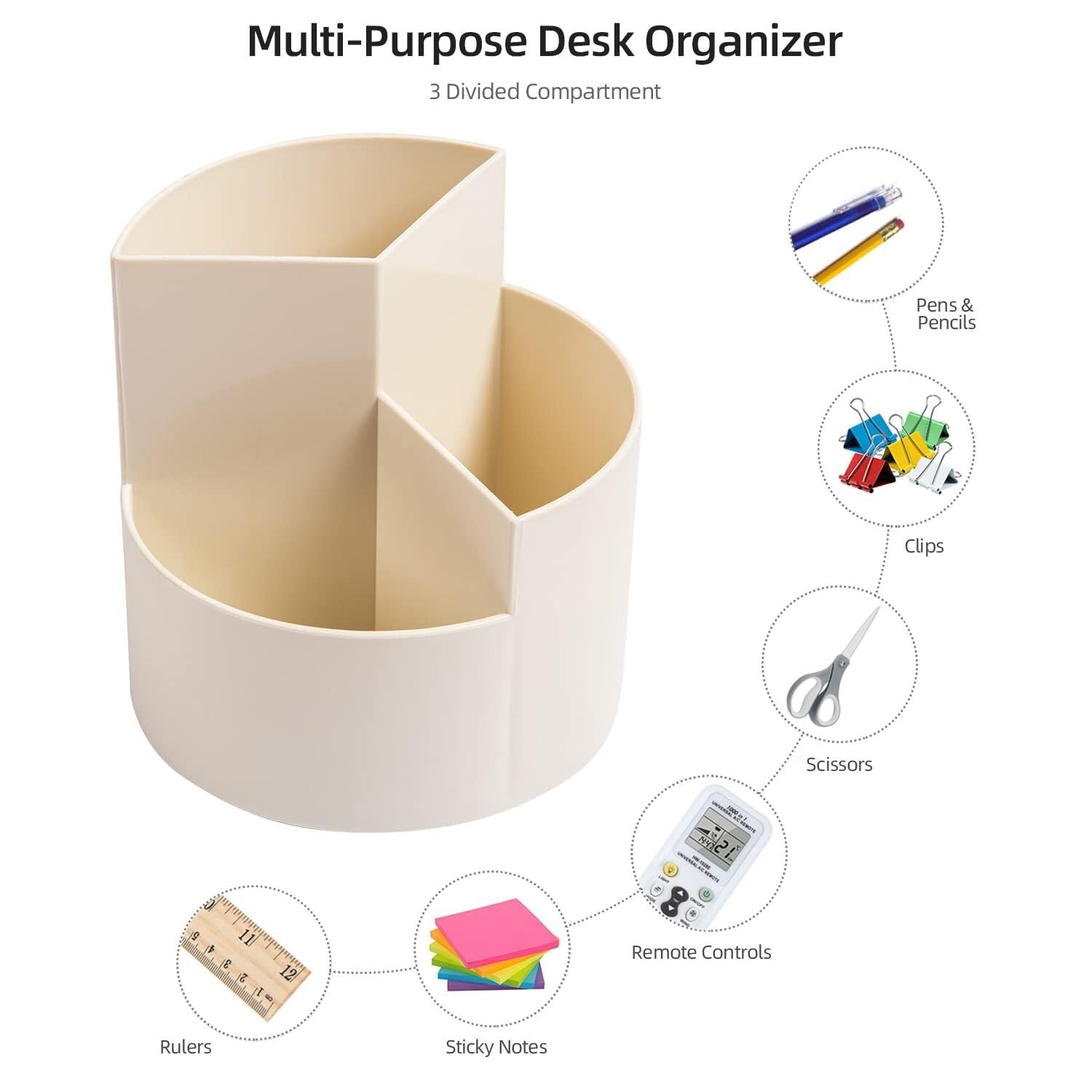 Stifteköcher Stifte Halter Schreibtisch-Stifthalter, 3 Fächer, Um 360 Grad Drehbar, Organizer, Aufbewahrung Von Bürobedarf Schreibtisch-Organizer(Pink)