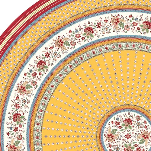Générique Nappe Ronde provençale 1m80 Coton Enduit plastifiée Gordes Jaune