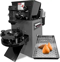 Máquina de Fazer Salgados Automática, 220V, 7g a 150g, 40kg/hora, 3 Motores, com Escorredor de Óleo Inox