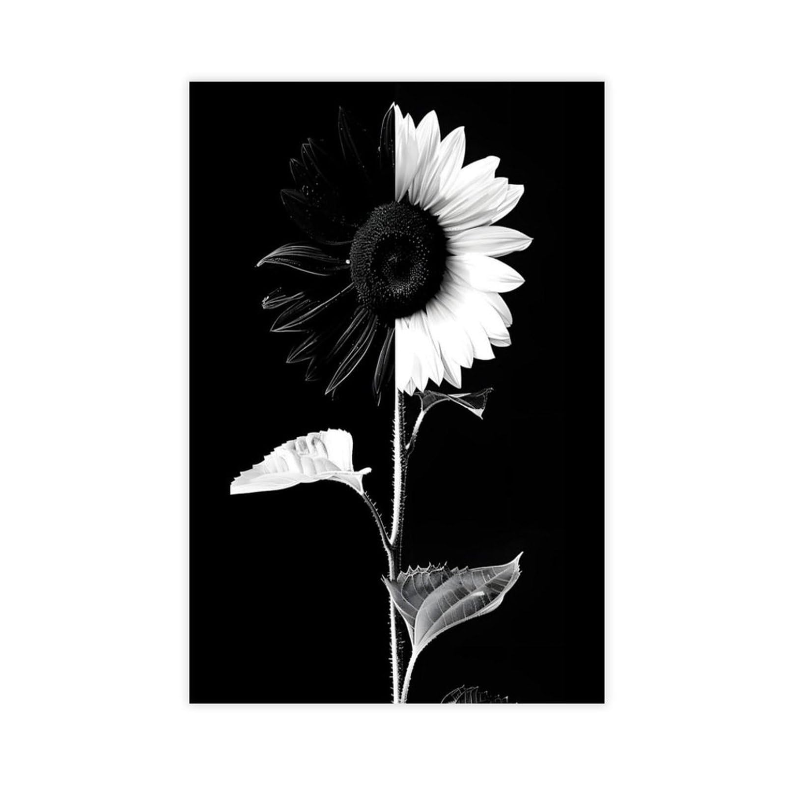 Hohhmy Unframe-Style Yin Yang Sunflower Canvas Poster For Bedroom Decor Gift
