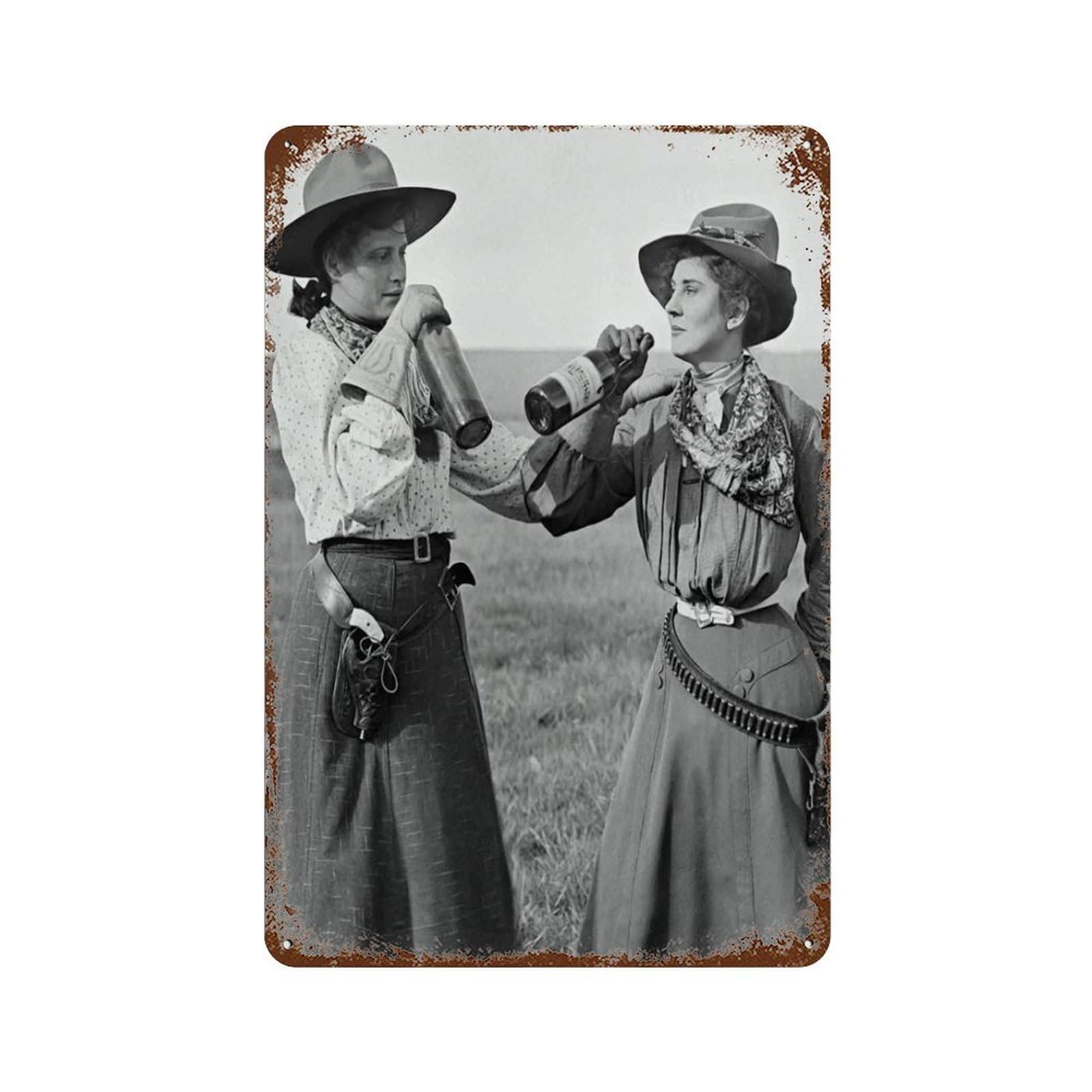 xiaoxiaoshen Vintage Cowgirls Women Drinking Wine Wall Decor Art Metal Tin Poster Modern Home Decor Art Home Bar Shop Decorations Vintage Sign 30x20cm
