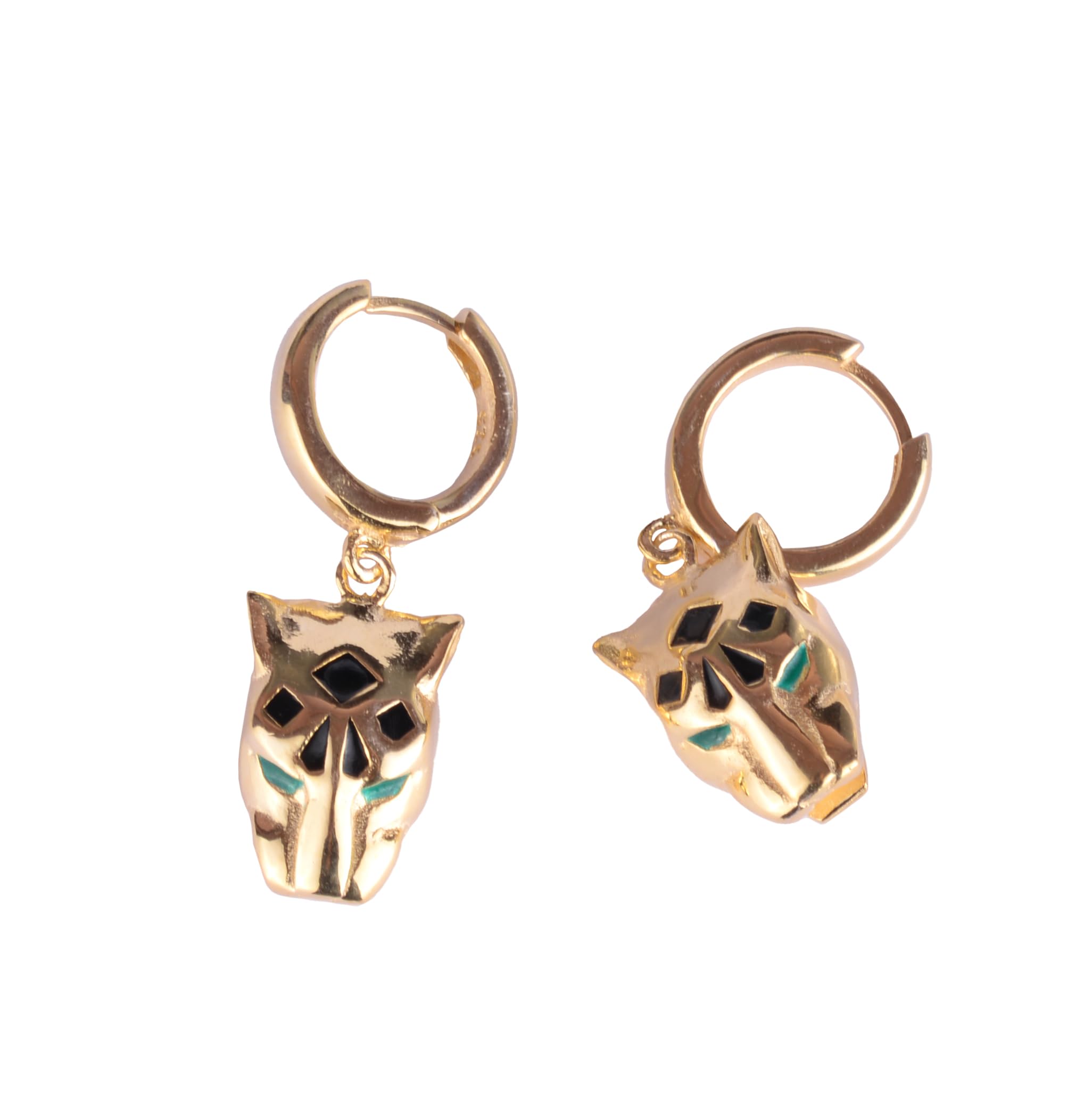 Pendientes de gato chapados en oro plateado para mujer, bonitos aretes colgantes de aro con cara de gato, joyería minimalista de animales