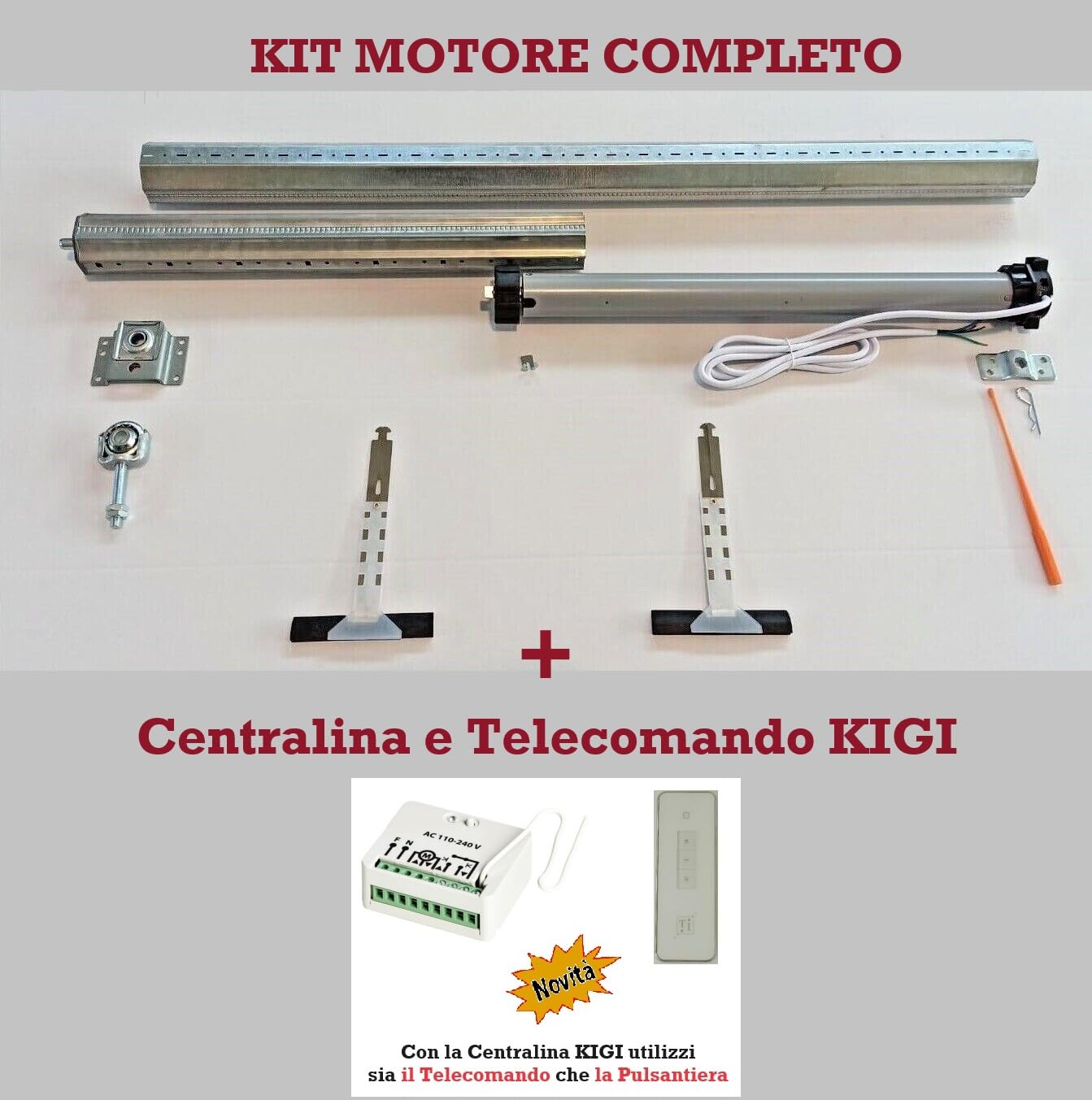 Kit Tapparelle Elettriche 40 kg 20 Nm + Centralina e Telecomando Varie Misure Disponibili RULLO REGOLABILE Motore per tapparelle Completo di Accessori (da 80 cm a115 cm)