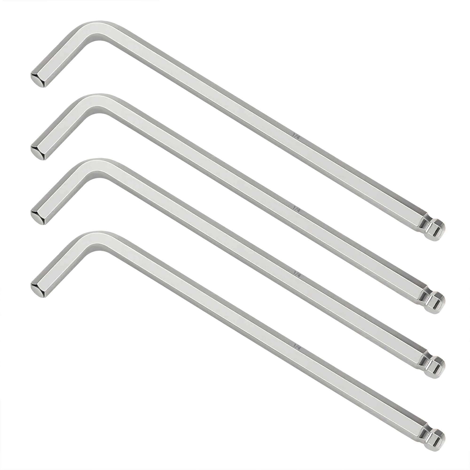 4 llaves hexagonales Allen con extremo de bola de 1/4 pulgadas, hexagonal interna SAE, herramienta de reparación de brazo largo en forma de L, 40Cr