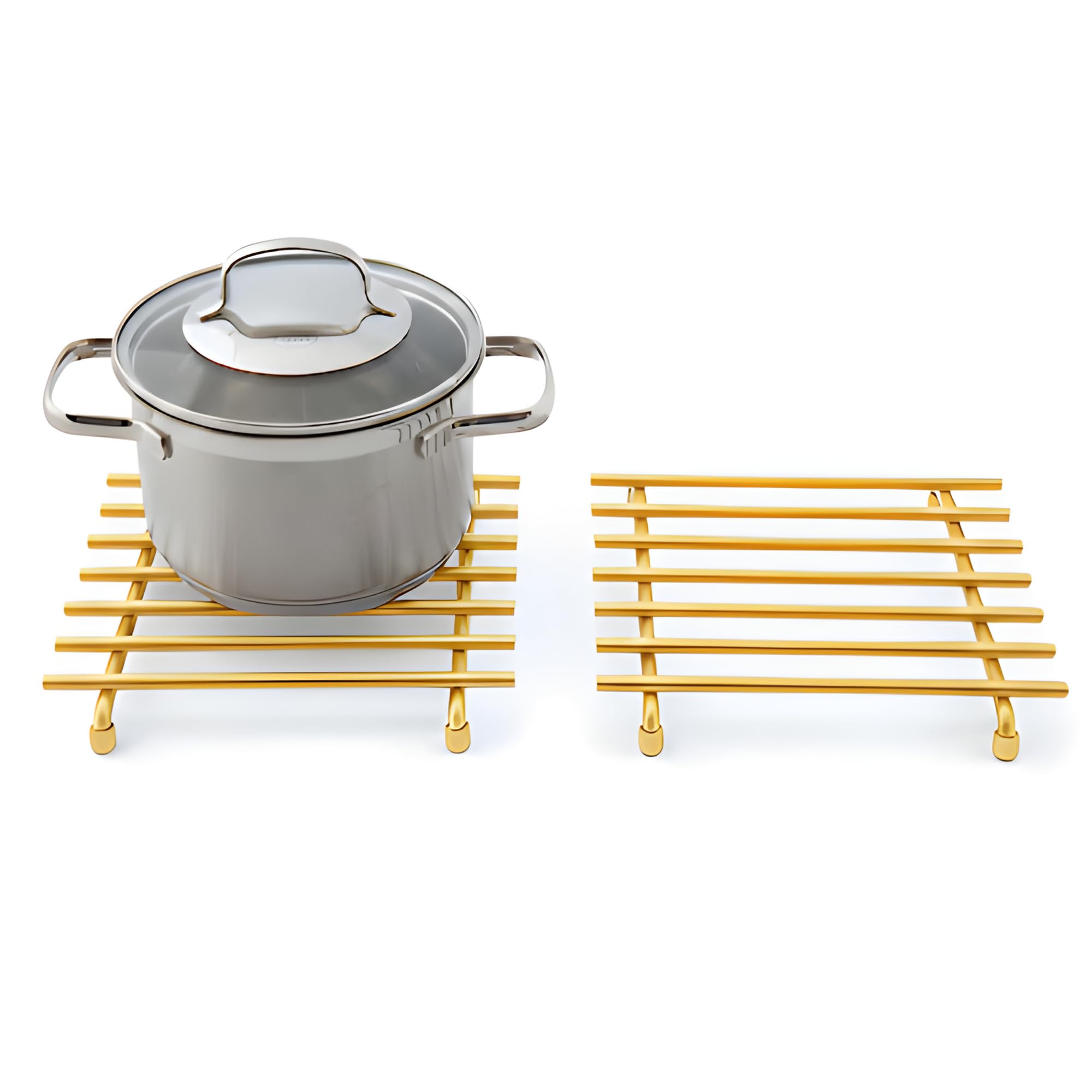 simplywire – Trivet – Pack of 2 - Heat Resistant – Kitchen Worktop Protectors – Square - Light Gold