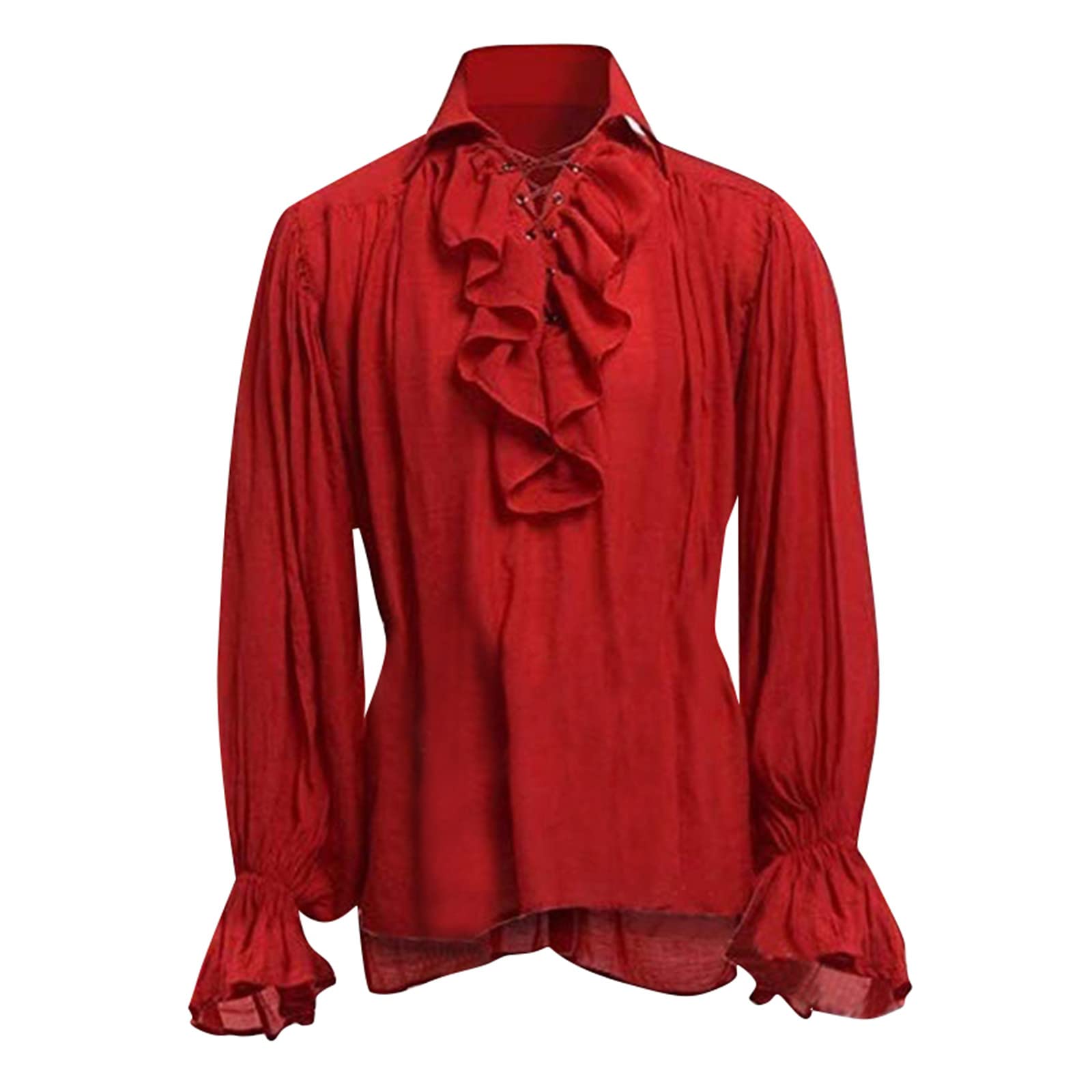 Mens Shirts Long Sleeve Halloween Medieval Costume Men Pirate Top