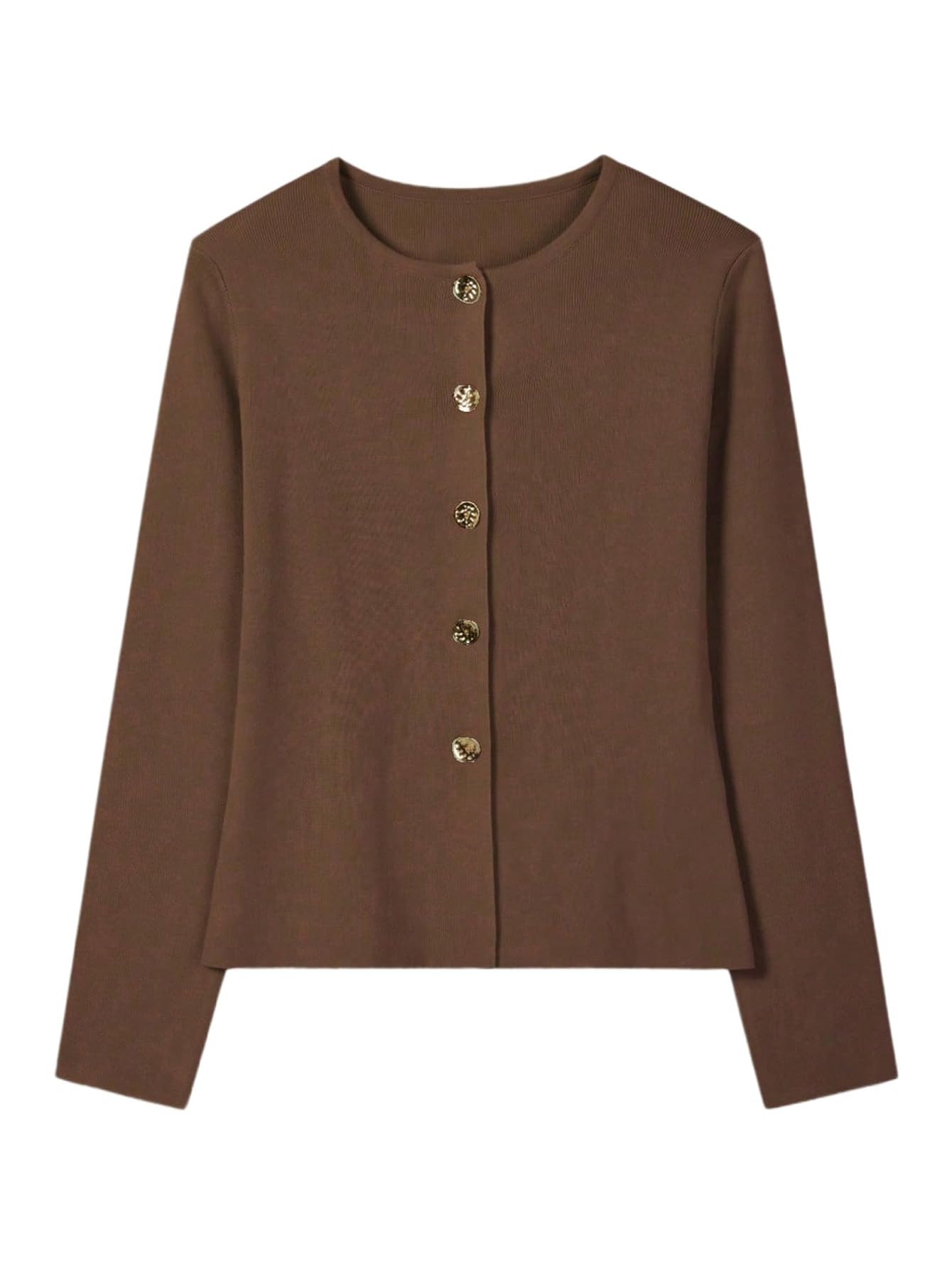 GORGLITTER Womens Button Down Lightweight Cardigan Crew Neck Long Sleeve Knitwear Tops
