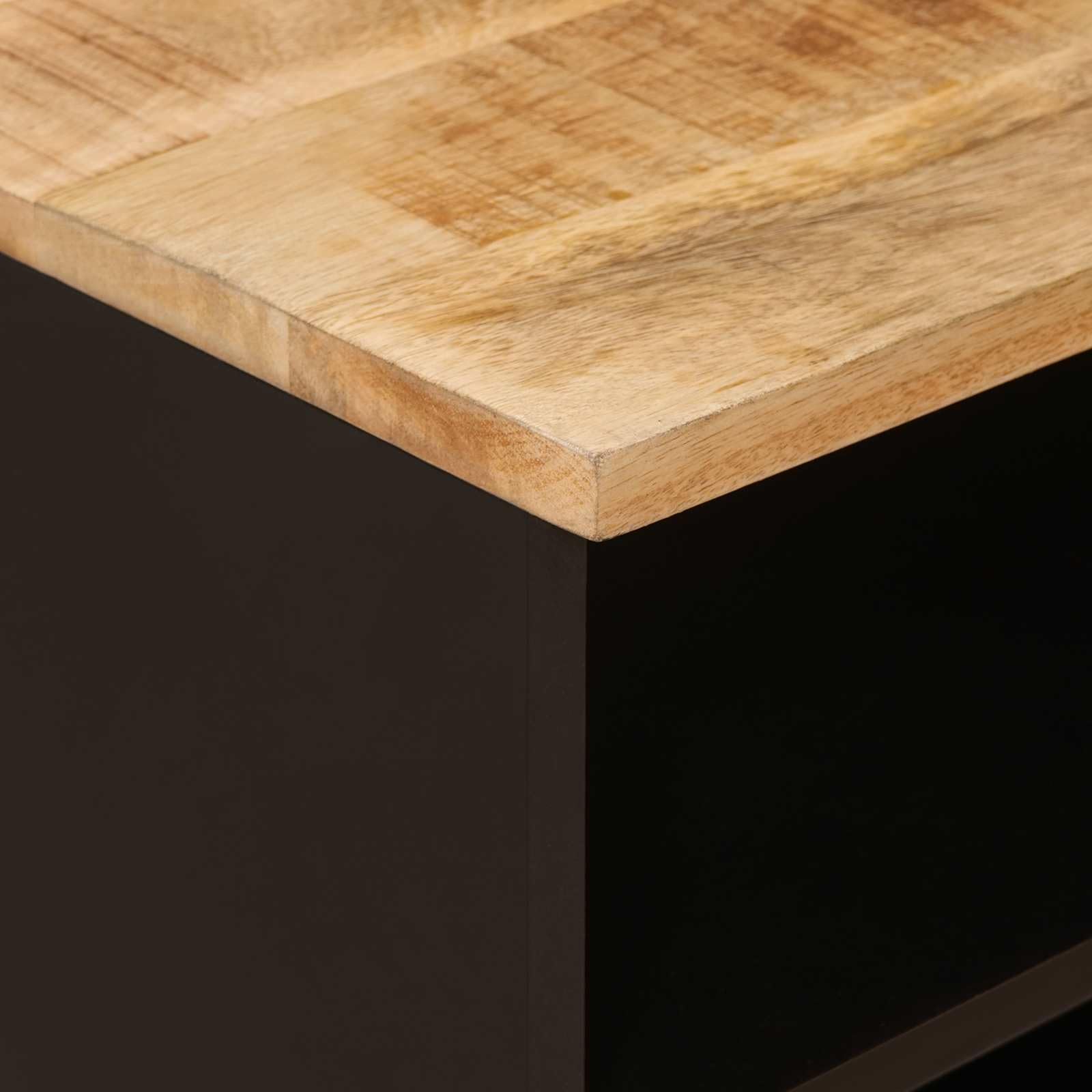 TV-Schränk aus massivem Mangoholz Braun 80 x 33 x 46 cm mit Regal, Schublade und Stauraum für Wohnzimmer, Mediengeräte, Heimkino und Gaming Zubehör