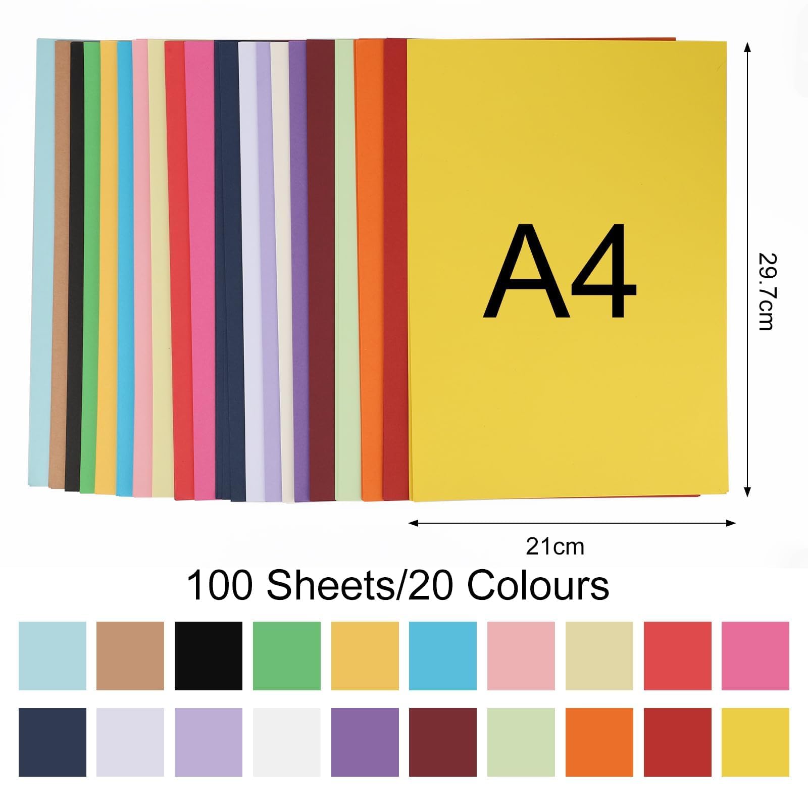 Cartoncini Colorati A4 RAYLU PAPER - 100 Fogli Da 180g/m², 210x297 Mm, Nero, Per Ufficio E Fai Da Te - Foto 10