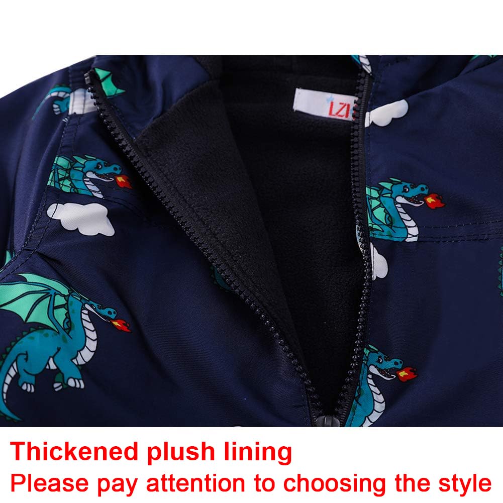 LZH Bambini Impermeabile Ragazzi Giacca con Cappuccio Dinosauro Cappotto + Pantaloni Set