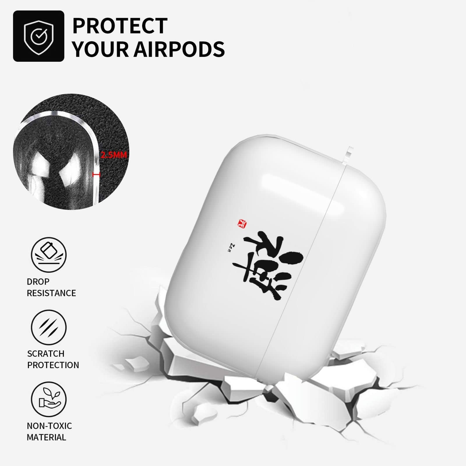 Amazon | 禅の漢字ロゴ入り 充電器、AirpodsPro用充電ケース