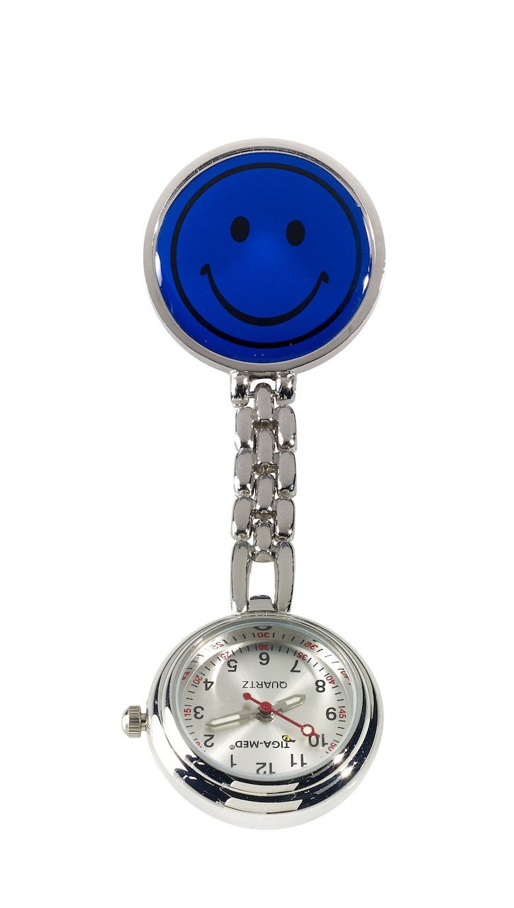 Reloj con cadena y clip, motivo Smiley (marine)
