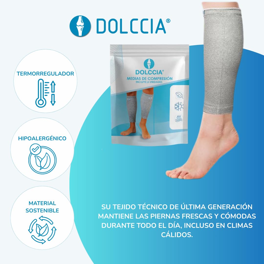 DOLCCIA 1 par Medias de compresión de bambú, Calcetines Compresivos Mujer Hombre, Mangas de Compresión para Deporte, Running, Ciclismo, Trabajo, Senderismo, Vuelo