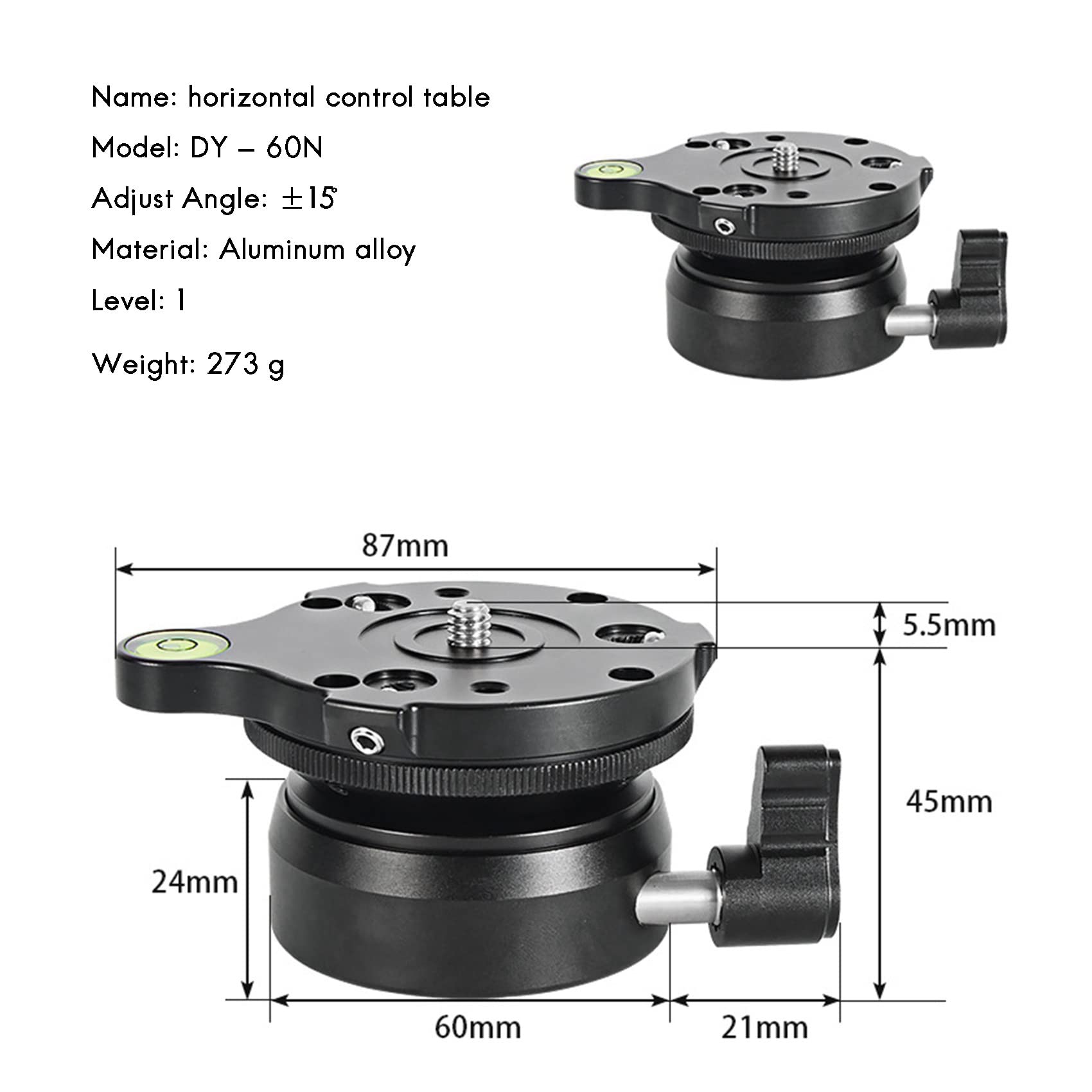 2X DY-60N Tripod Head Levelling Base Adjusting Plate with Bubble Level for DSLR Camera