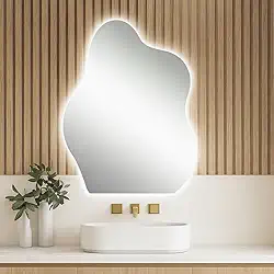 Espelho Decorativo Orgânico com LED Bivolt 60x45cm com Suporte para Fixação