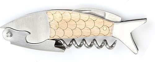 Mdfsaki Abridor de vino, Sacacorchos único en forma de pescado, Abrebotellas de cerveza de pescado, Sacacorchos multifuncional manual para camarero, disponible en Yaxa Colombia