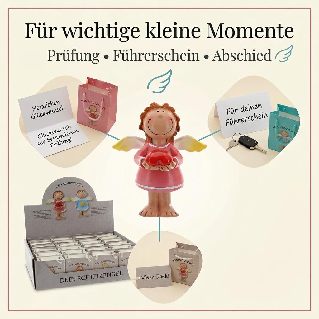 MIJOMA Schutzengel Rosa-Türkis, 24er Set in Tütchen | Handbemalt, einzeln in Geschenktüte, für Hochzeit, Gastgeschenk, Feiern, Danksagungen & Abschiede