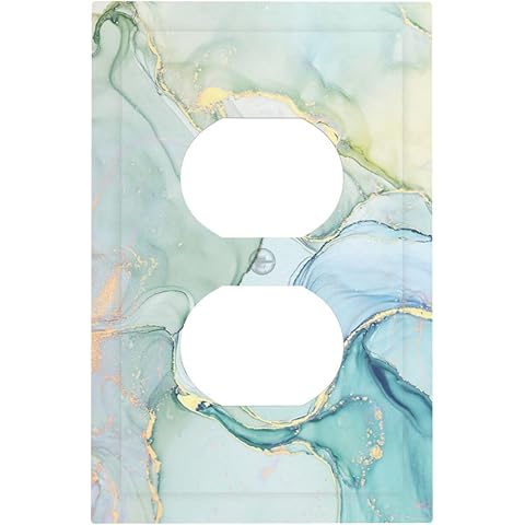 Outlet Covers Teal Gold Marbling Turquoise 1 Gang Duplex Wall Plate Decorative Swit...