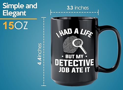 Miniatura 6 de Taza de café detective de 15 onzas, color negro -i had a - oficial de policía policía patrulla detective sheriff policial policía Academia de