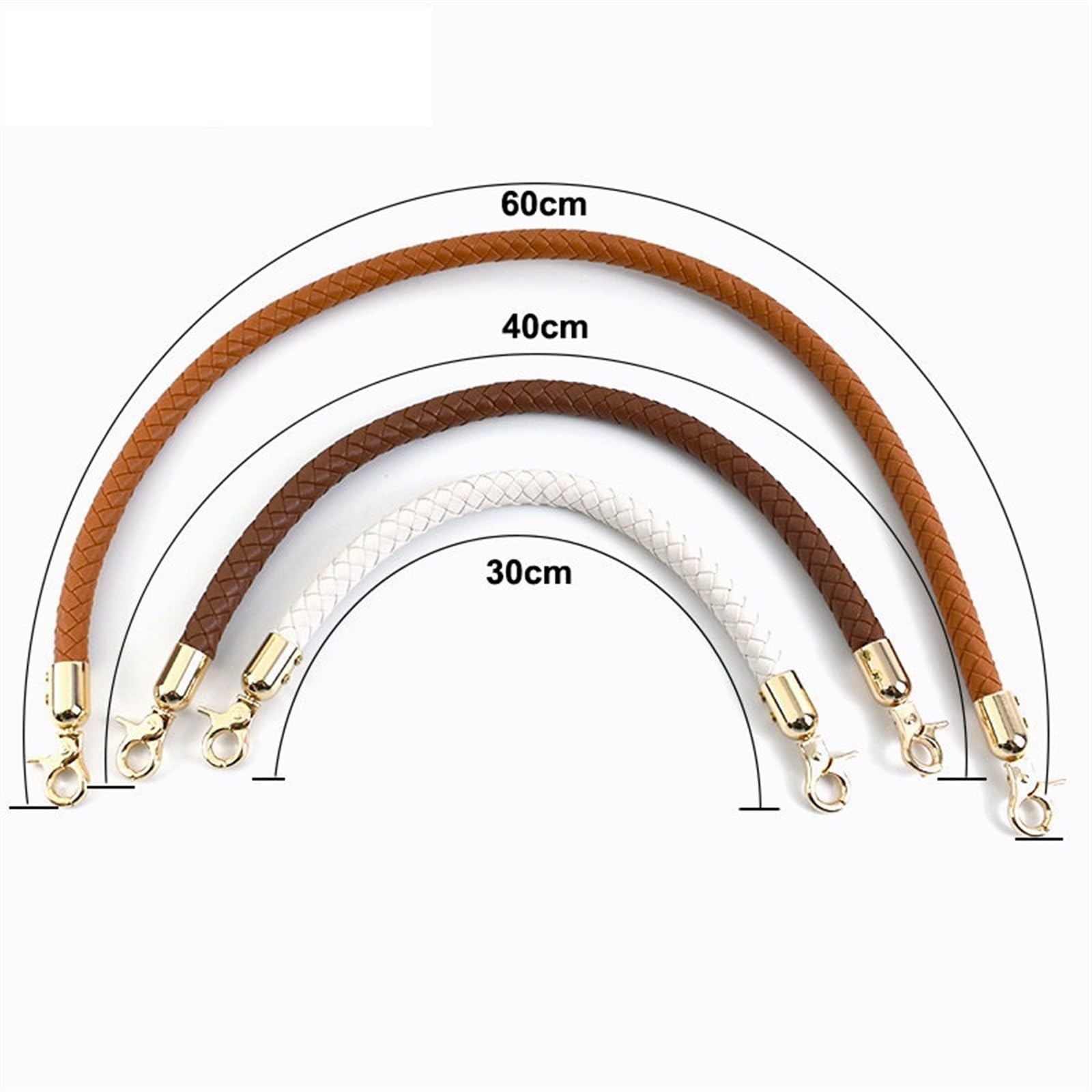 Verstellbarer Taschengurt 2 Stück 30/40/60 cm Bunte Umhängetasche Ersatzgriff Ledertaschenkette Schultergurt Unterarmtasche Gewebte PU-Kette Metallschnalle Griffzubehör Handtasche Schultertaschenrieme