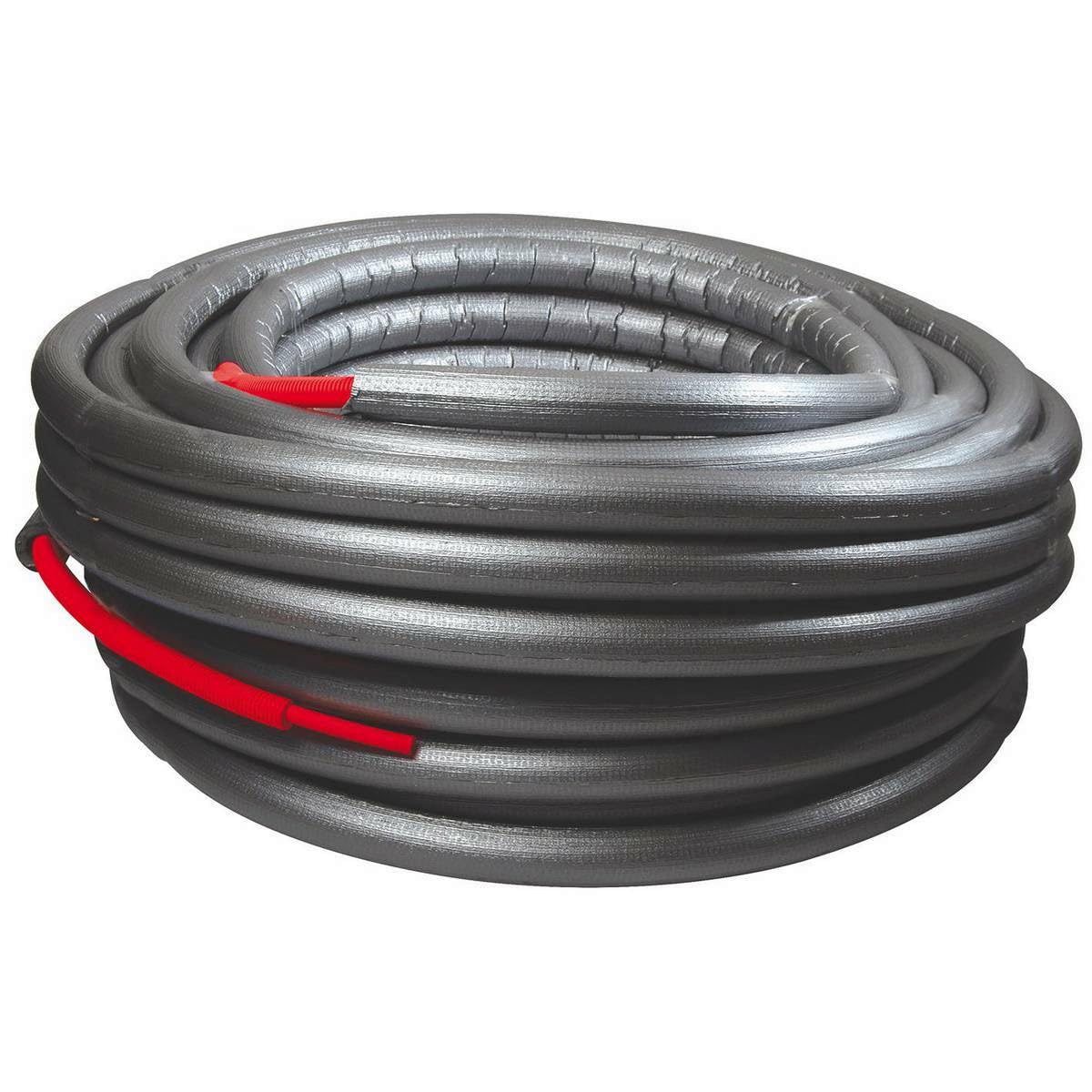 Tube PER prégainé pré-​isolé - Ø 13 X 16 - couleur de la gaine : Rouge - Lg de la couronne : 50 mètres