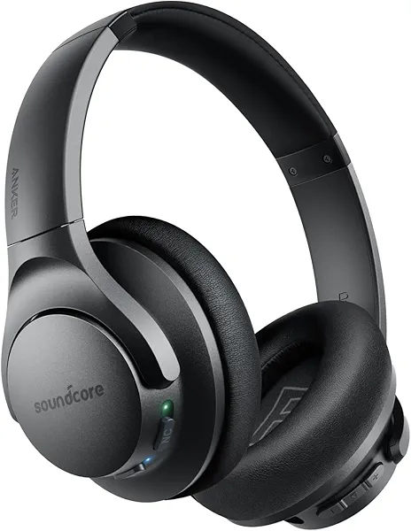 Soundcore Anker Life Q20 Hybrid Active Noise Cancelling Headphones, Wireless Over Ear Bluetooth Headphones, 60H Playtime, Hi-Res Audio, Deep Bass, Foam Ear Cups, Travel, Office, USB-C Chargi