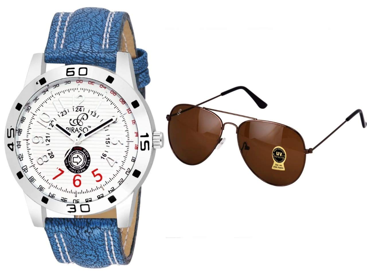 Piroso Combo Pack Buy Watch & Get Sunglass Free For Boys & Mens 42-WH-S (B07HGBN4NK) Amazon Price History, Amazon Price Tracker