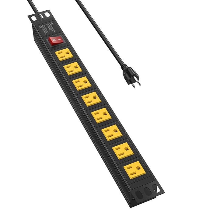 Buy Rack Mount Power Strip, 8 Right Angle Outlets with Overload Circuit