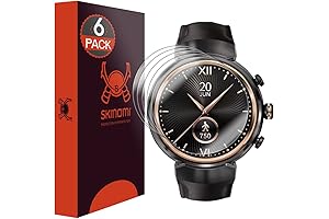 Screen Protector Compatible with Asus ZenWatch 3 (6-Pack) | Clear TechSkin TPU Anti-Bubble HD Film
