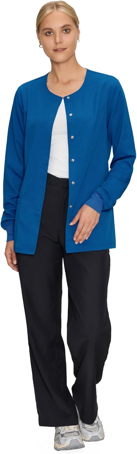 Scrub Jackets for Woman, Snap Front Nurse Jacket with 3 Pockets, Easy Care Soft Fabric - Image 7