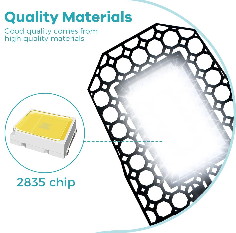 WENNI 100W Adjustable Ceiling Lamp E27 Deformable Panels Warehouse Spotlight 100-277V Workshop Light 110V Foldable High Bay Lamps — view 4