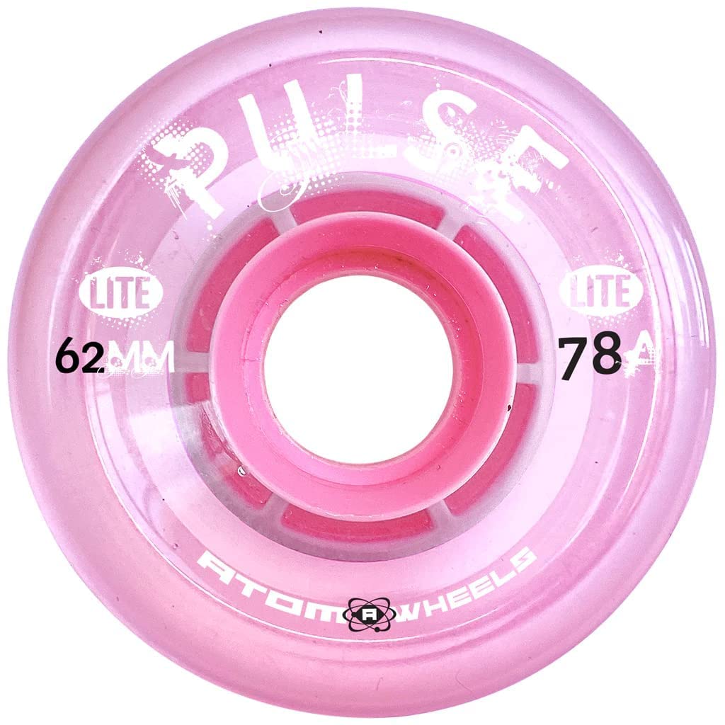 Atom Skates Quad Roller Wheels/Outdoor/Hardness 78A / 62x33 Soft Pink Pulse Lite / 2 Packs - 8 Wheels