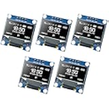 5 Pcs 0.96 Inch OLED I2C IIC Display Module 12864 128x64 Pixel SSD1306 Mini Self-Luminous OLED Screen Board Compatible with Arduino Raspberry Pi (White)