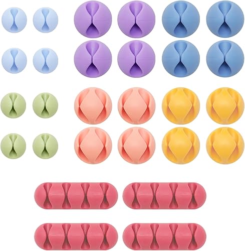 Miniatura 9 de Wrap-It Storage Clips para cables  (surtido de 28 unidades) Macaron  Soporte de cable de escritorio y mesita de noche para teléfono y mesita de