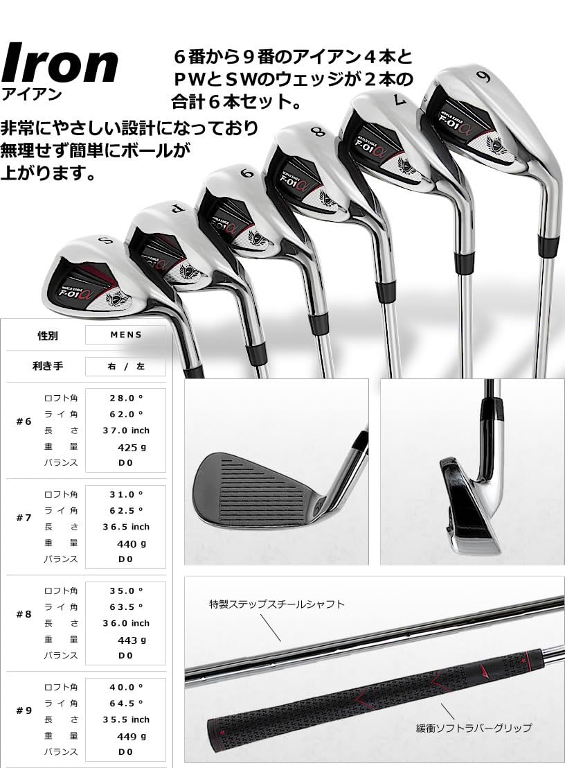 Amazon.co.jp: WORLD EAGLE F-01α クラブセット 10本 右用/S
