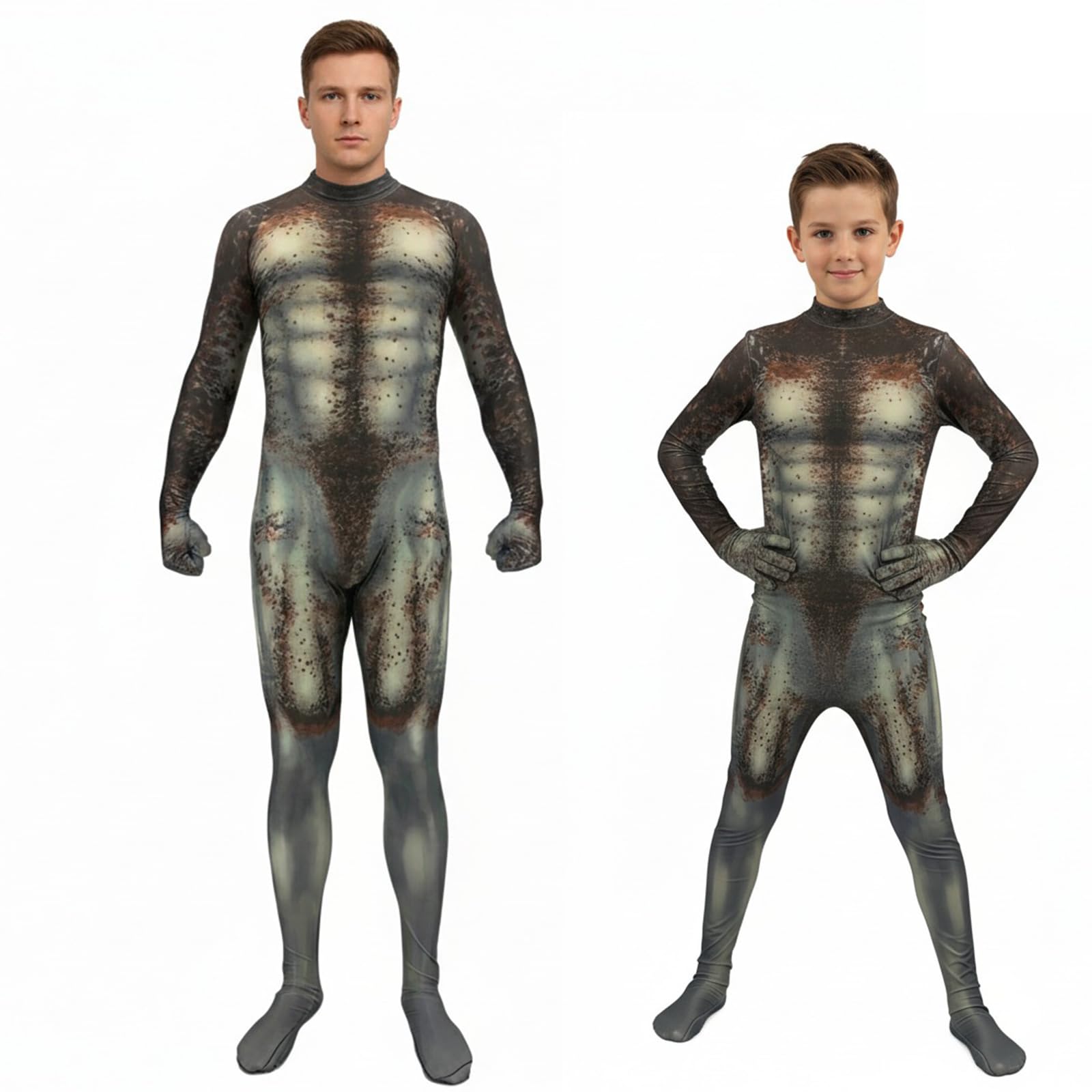 ZiXianGo Mens Boys 3D printed predator Halloween costume， zentai bodysuit for Adults kids Halloween Cosplay Jumpsuits