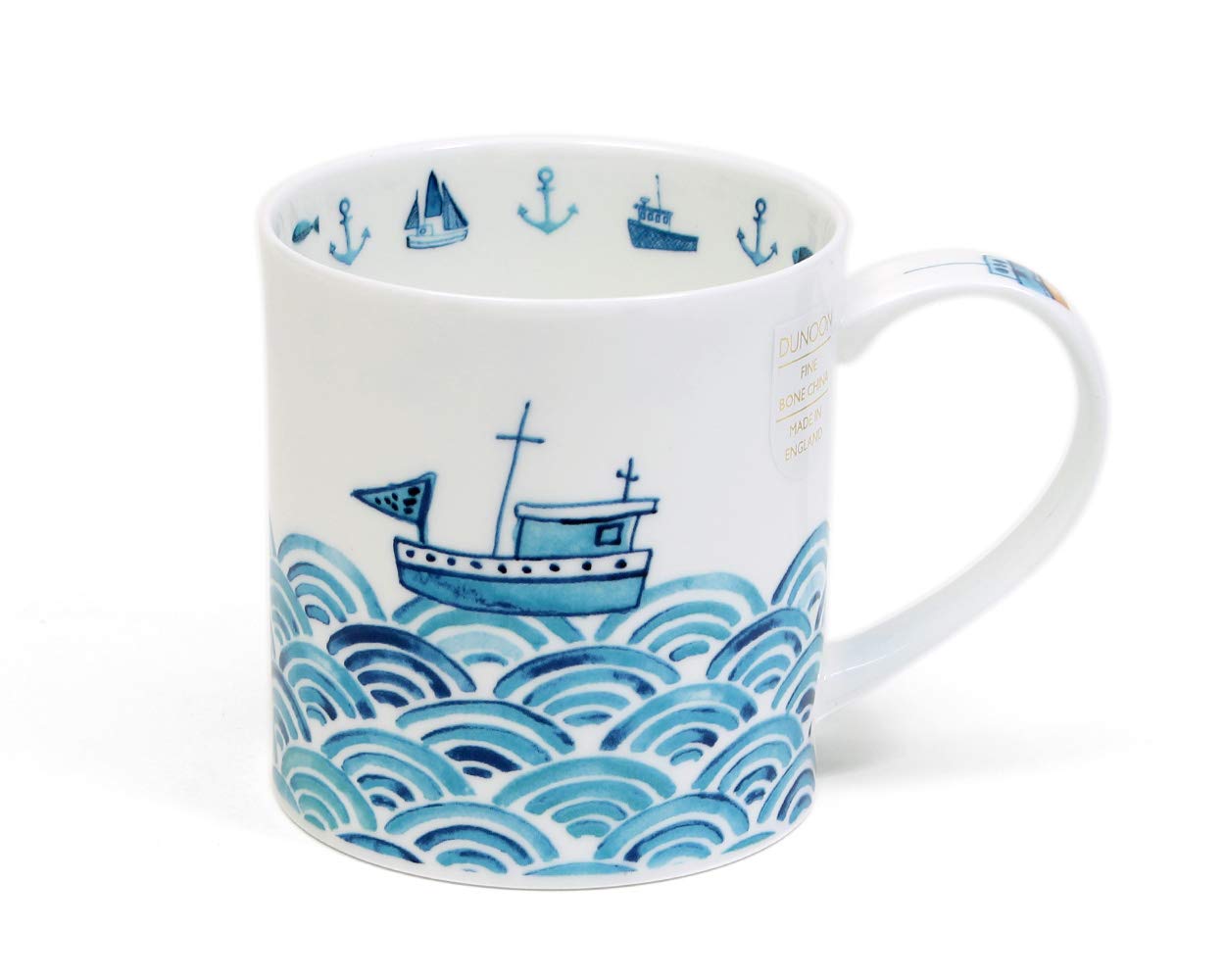Dunoon Bone China Blue Sea Mug (Anchors Away)