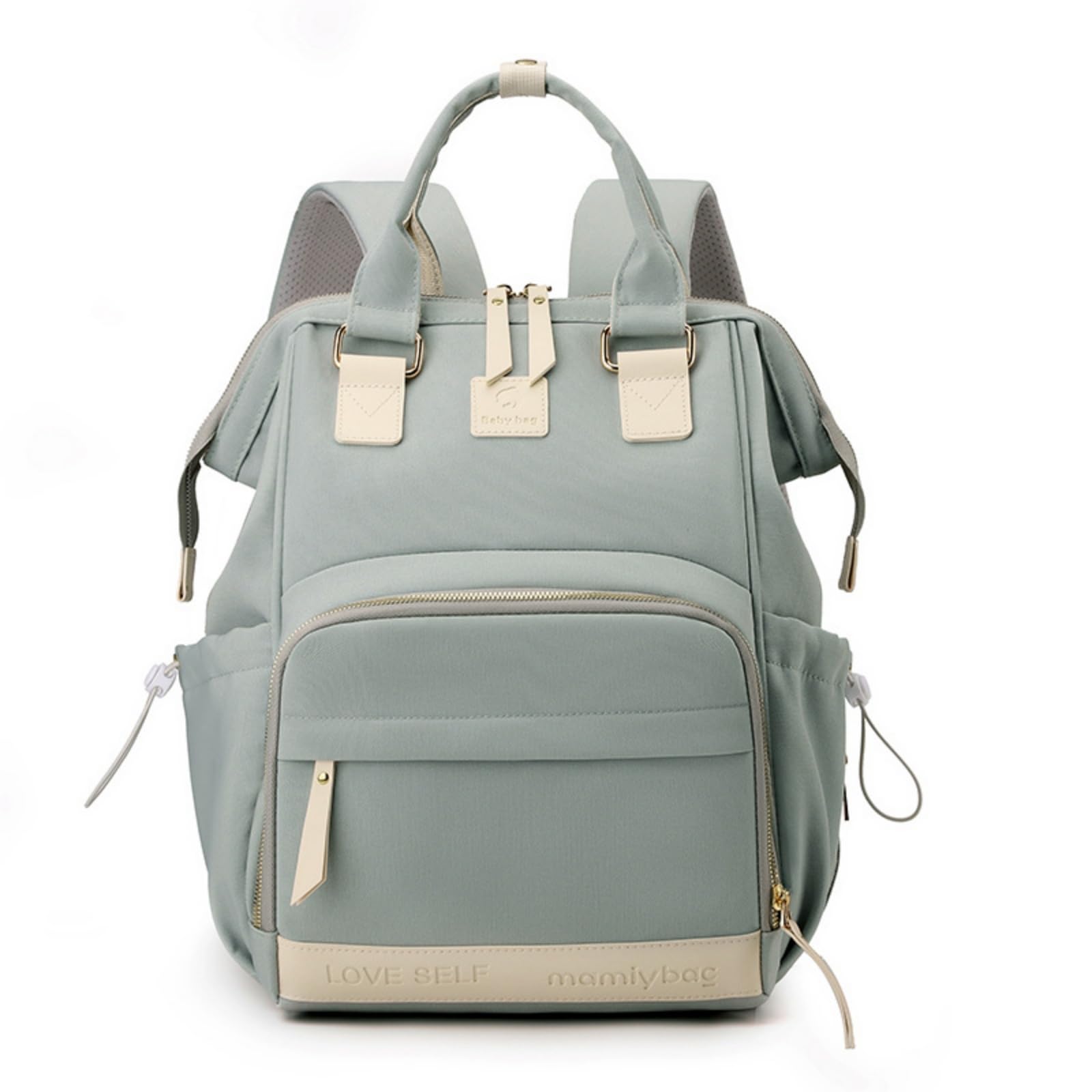 Zaino Fasciatoio Multifunzione Zaino Mamma con Tasche da Borsa Fasciatoio per Uscita, Grigio, Grigio Tè Matcha