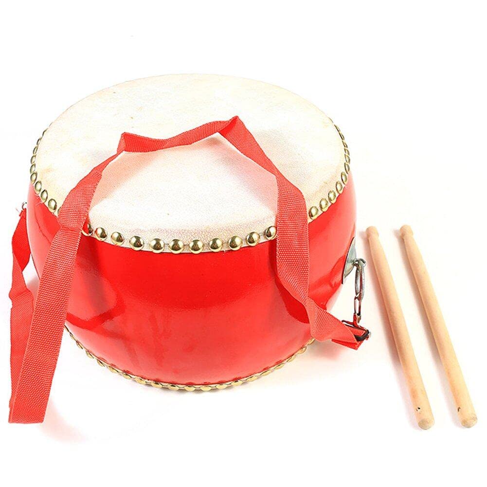 Ericetion As Shown Chinese Drum Kids Hand Drum Musical Folk Percussion Mallet Gong Suona Red Drumsticks Wooden Instruments For Lion Dance