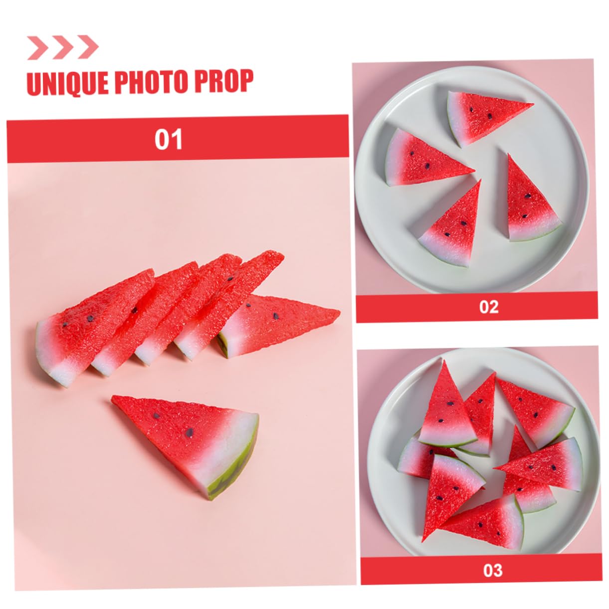 HOOTNEE 3pcs Photo red Fake Watermelon Slice Fruit Fruit Ornament Simulation Watermelon Watermelon Slices Fake Watermelon Realistic Watermelon Ornament Household PVC Fake Fruit