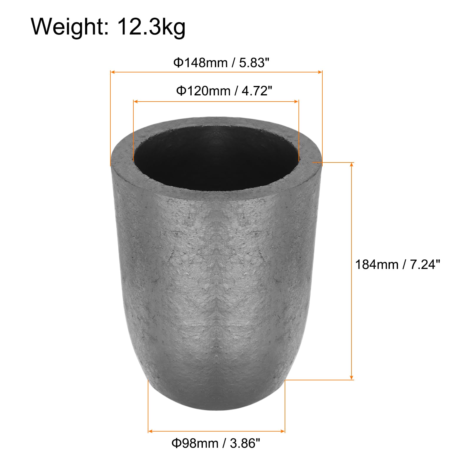 QUARKZMAN Crucible de Grafito de Silicio, 12.3kg Crisol de Fundición de Cobre para Fundir Oro, Plata, Cobre, Molde de Fundición de Horno de Joyería, 120mm ID x 184mm Altura