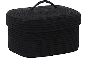 Sturdy Black Wicker Basket with Functional Lid for Versatile Storage