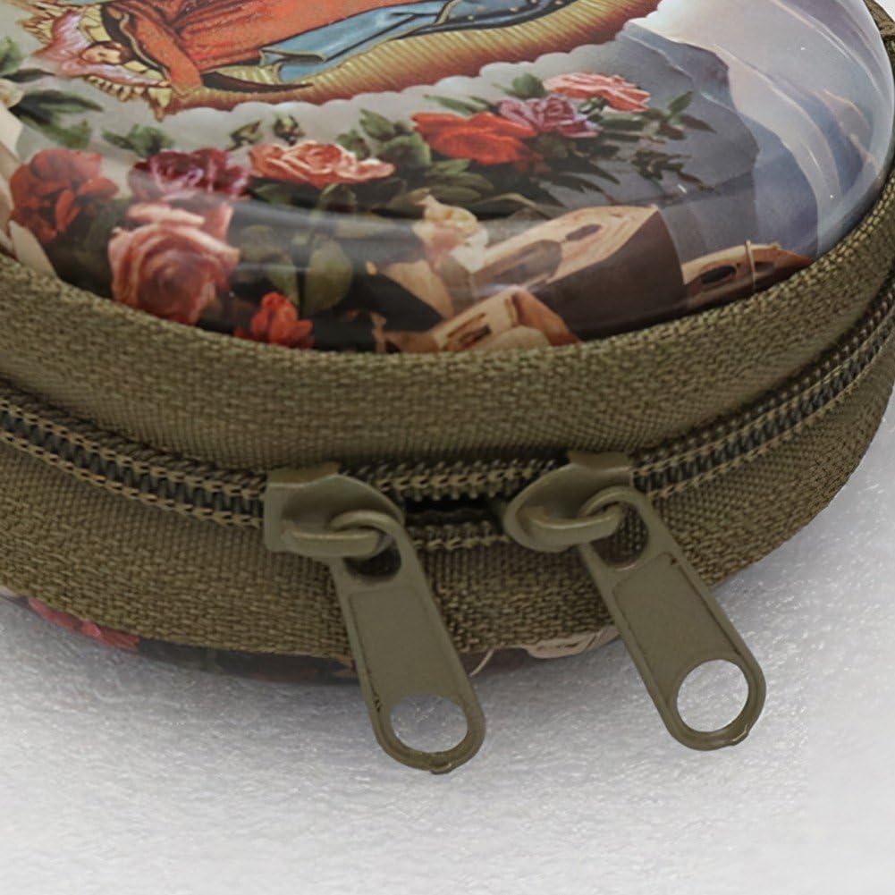 Katolicki różaniec etui na zamek błyskawiczny, torba do przechowywania religijnych pereł, biżuterii, słuchawek i koralików modlitewnych do bezpiecznego przechowywania.