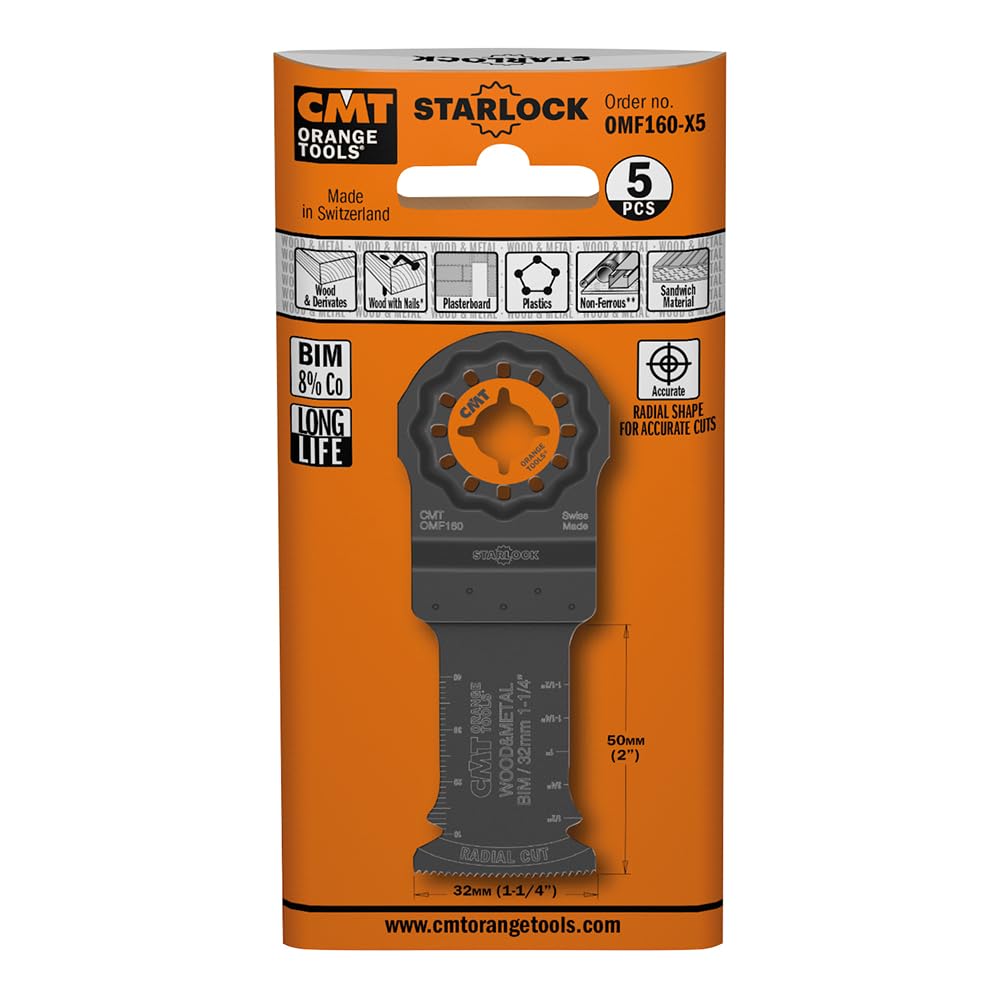CMT Orange Tools OMF160-X5-5 Lame Taglio Legno/Metallo BIM 32X50mm