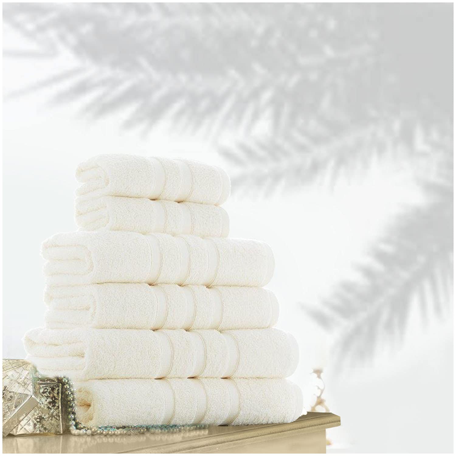 GC GAVENO CAVAILIA Premium Bath Towels 550 GSM, 2 Pack Quick Dry Towel Set, High Absorbent Cream Bathroom Towel, 70X120