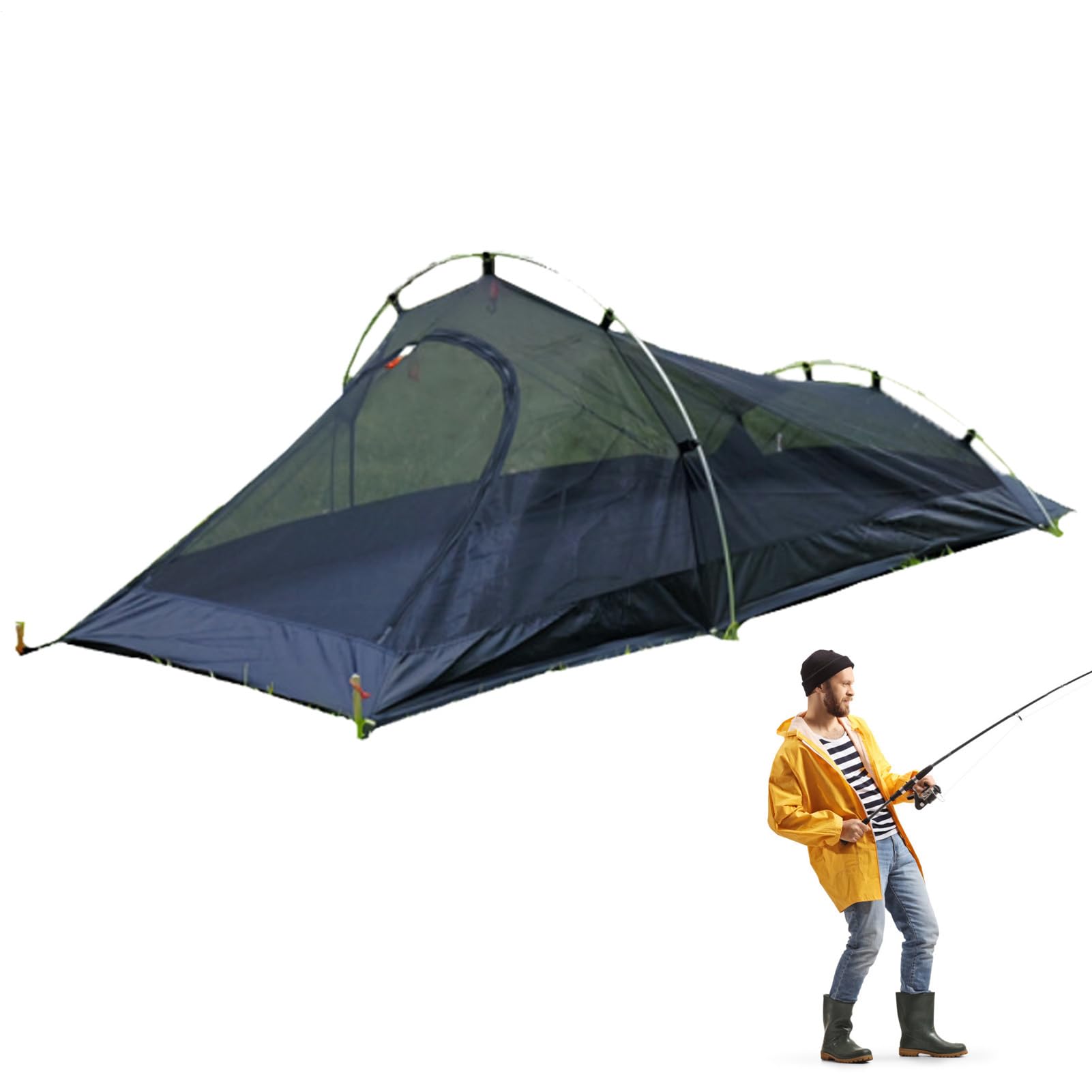 Tienda de campaña para mochilero, 1 para camping, refugio ligero y | compacto, diseño de malla transpirable, impermeable, resistente al viento, a la lluvia, senderismo, caza, montaña, viajes al