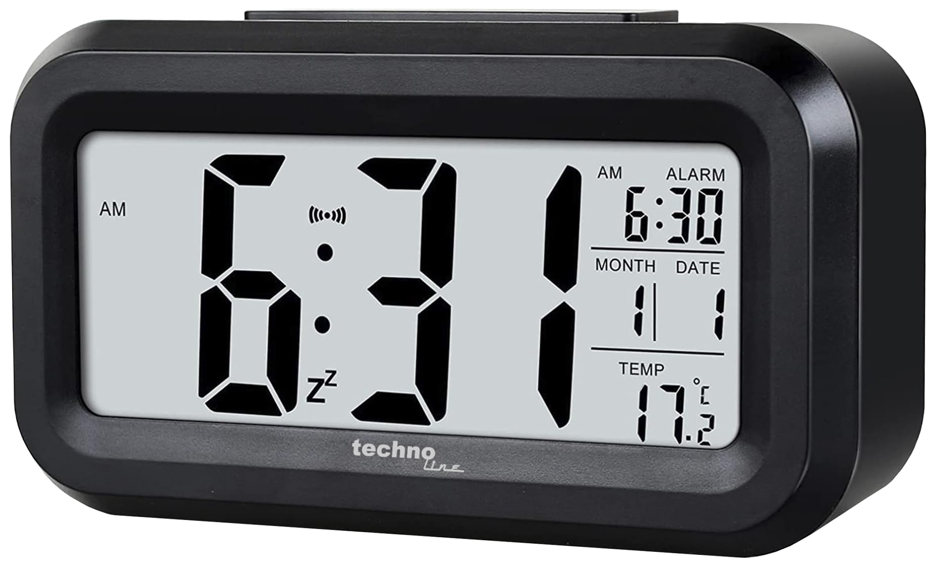 Technoline WT400 Digital Quartz Alarm Clock with Night Light and Temperature Display