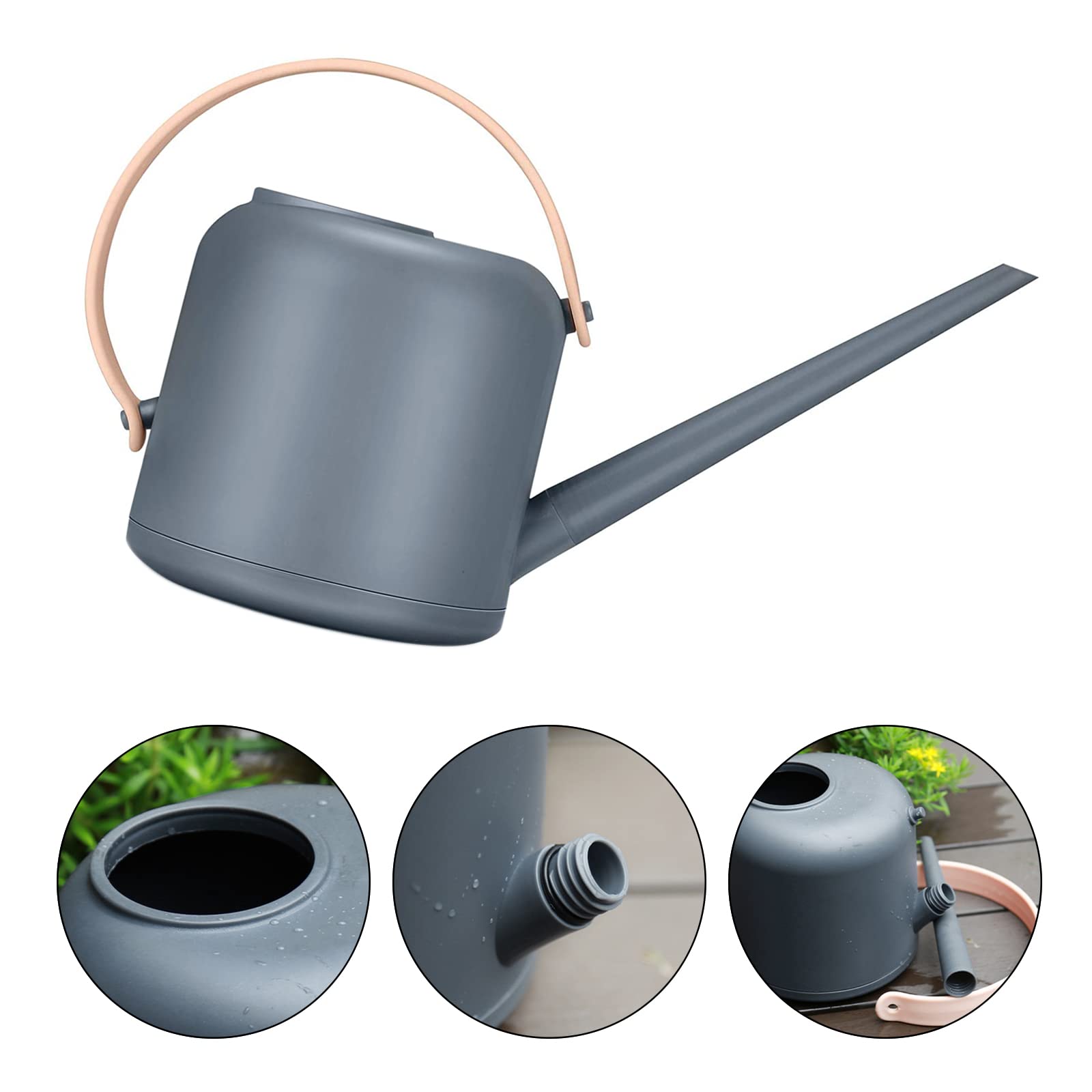 1.7 Litre Watering Can with Long Spout, Suitable for Home Garden, Labour-Saving and Comfortable, Plant Watering Can with Handle for Garden Indoor Plants, Flowers (Soot + Smoke Powder) - Image 4